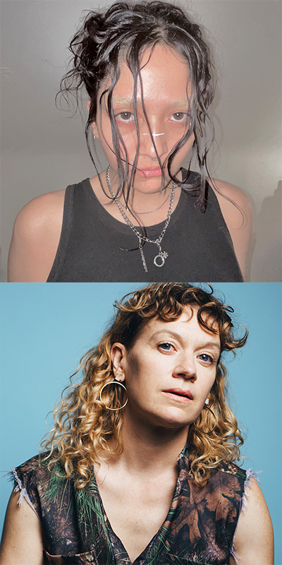 Angela Cabrera portrait (top-half) and Valerie Calam portrait (bottom-half)