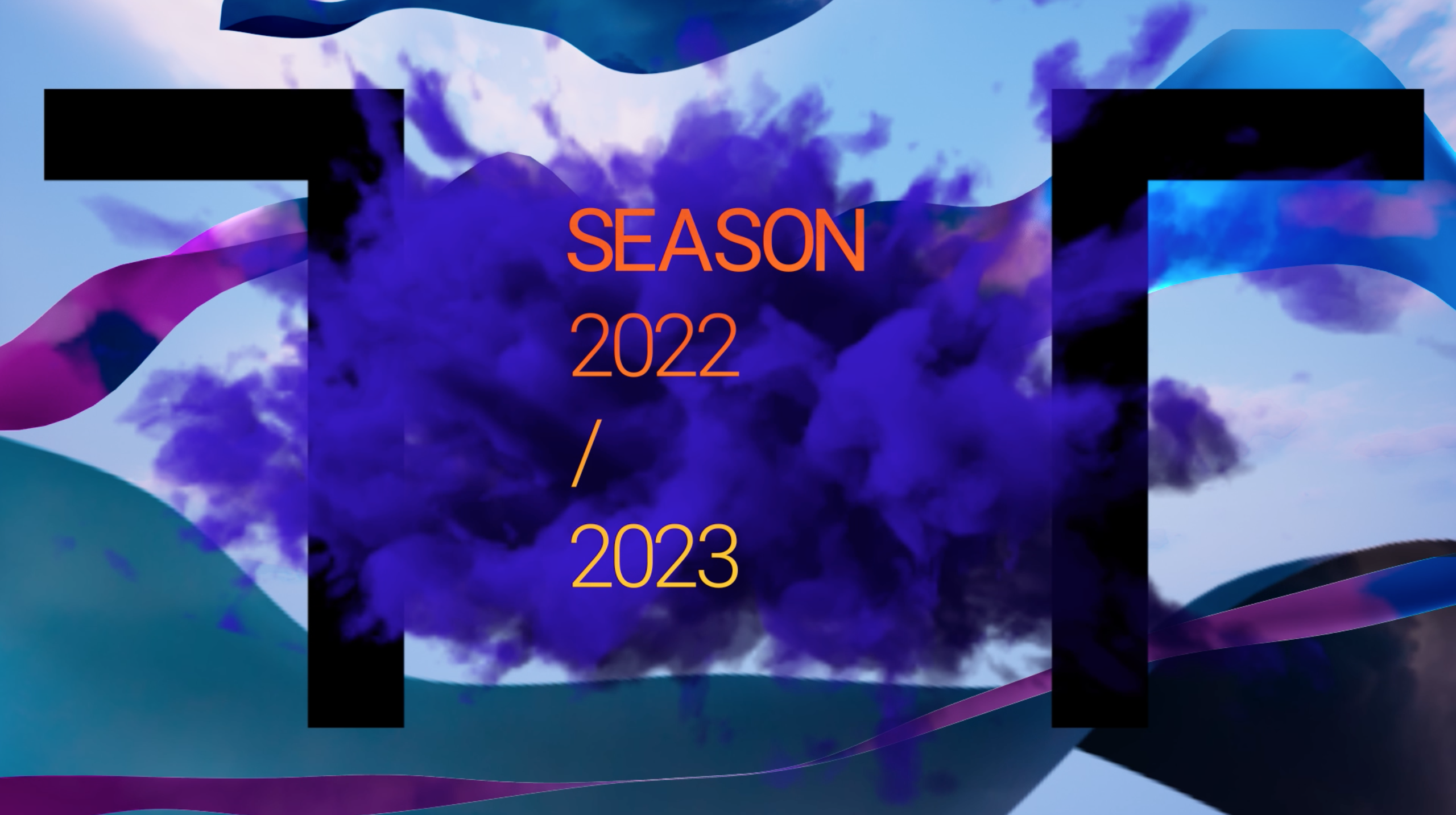 A digital collage where the 'T's from TDT's logo are sitting on the sides with a vibrant purple cloud in between and text 